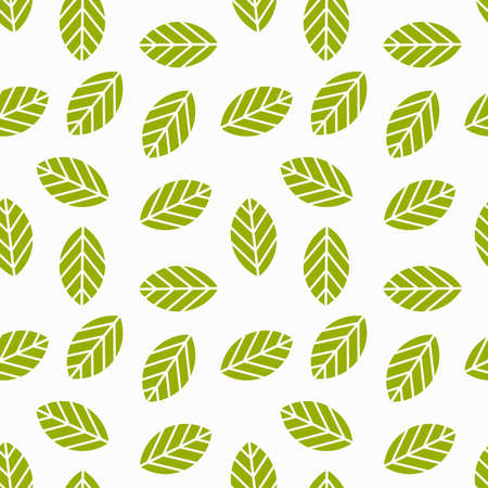 Green leaves flat design wallpaper pattern. Vector illustration.のイラスト素材