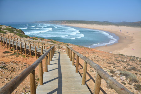 Beautiful beach in Algarve, Portugal. Praia da Bordeira.の写真素材