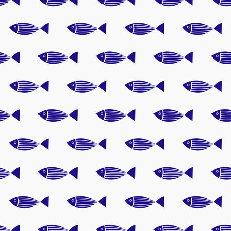 Blue fish seamless pattern wallpaper. Vector illustration.のイラスト素材