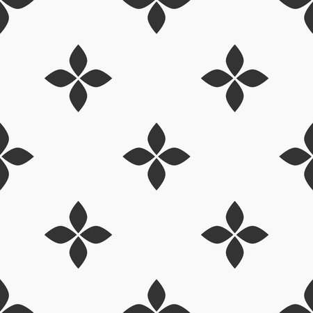 Black and white floral seamless tile classic vintage pattern. Vector illustration.のイラスト素材