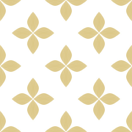 Floral gold seamless pattern wallpaper on white background. Vector illlustration.のイラスト素材