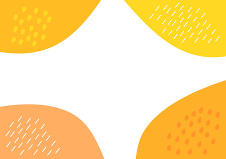 Orange and yellow abstract shapes border background. Vector illustration.のイラスト素材