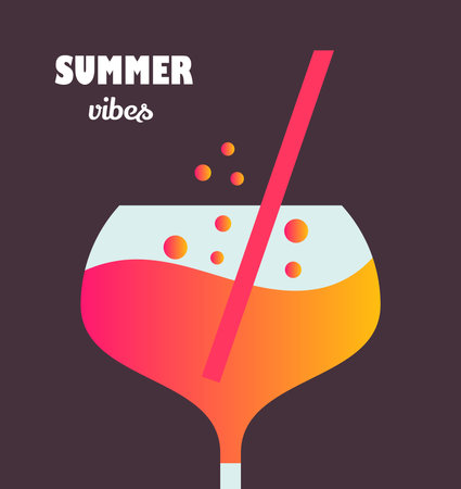 Summer tropical drink cocktail. Summer vibes. Vector illustration.のイラスト素材