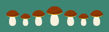 Forest mushroom border. Autumn mushrooms. Vector illustration.のイラスト素材