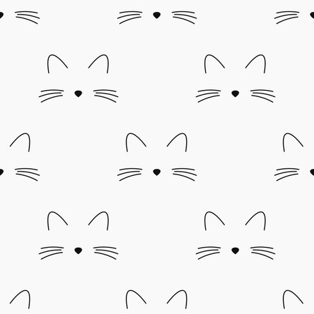 Cute cat face seamless pattern. Vector illustrationのイラスト素材