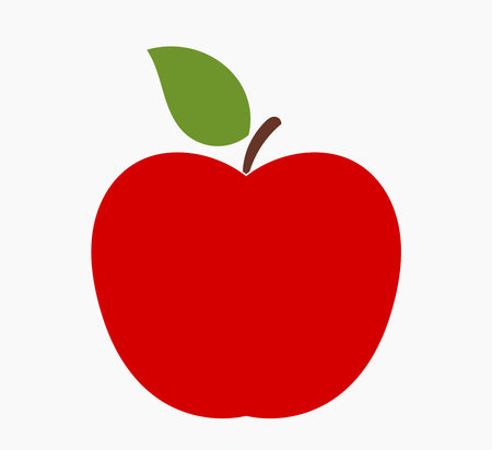 Red apple icon, flat design fruit symbol. Vector illustration.のイラスト素材