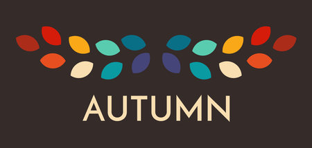 Autumn banner with colorful leaves in retro style. Welcome autumn season. Vector illustration.のイラスト素材