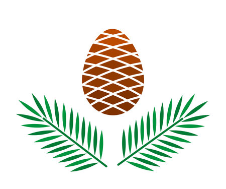Spruce tree cone and branches symbol. Vector illustration.のイラスト素材
