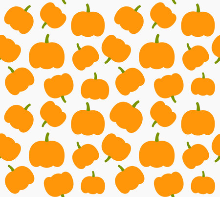 Orange pumpkins autumn seamless pattern. Vector illustration.のイラスト素材