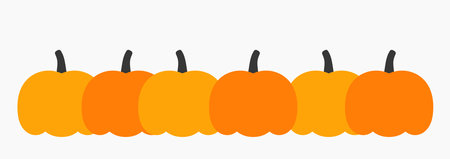 Autumn pumpkins border, flat design element. Vector illustration.のイラスト素材