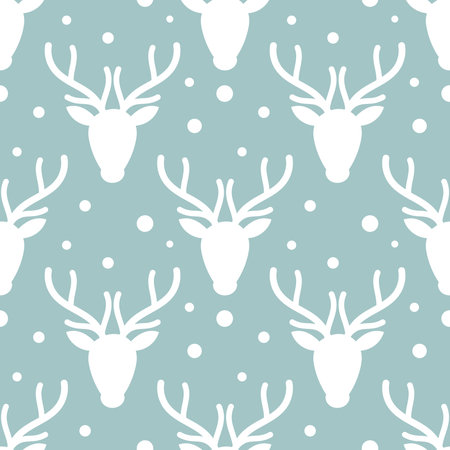 Winter reindeers and snow seamless pattern. Vector illustration.のイラスト素材