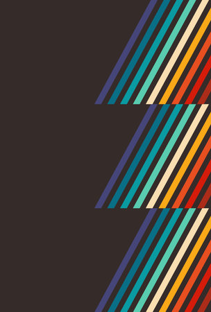 Abstract Christmas tree shape retro colors stripes on dark background. Vector illustration.のイラスト素材