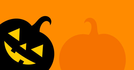Halloween pumpkin lantern on orange background. Vector illustration.のイラスト素材