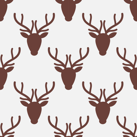 Reindeer heads seamless pattern. Vector illustration.のイラスト素材