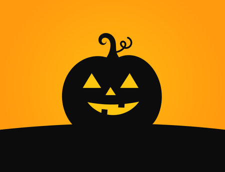 Halloween Jack O Lantern pumpkin orange background. Vector illustration.のイラスト素材
