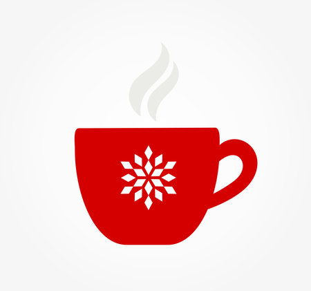 Christmas winter red coffee cup with snowflake pattern. Vector illustration.のイラスト素材