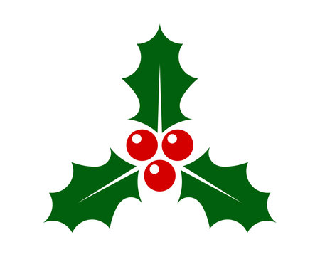 Holly berries leaves Christmas symbol. Holly icon design element. Vector illustration.のイラスト素材