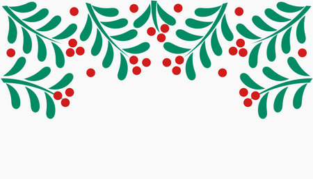 Mistletoe branches Christmas border background. Vector illustration.のイラスト素材