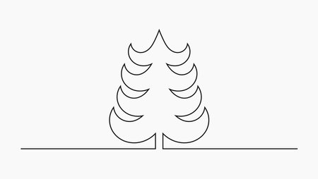 Christmas tree line shape isolated on white background. Christmas card design element. Vector illustration.のイラスト素材