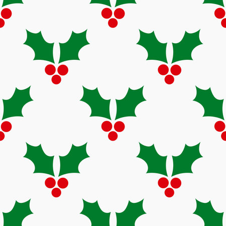 Christmas holly berries seamless pattern. Vector illustration.のイラスト素材