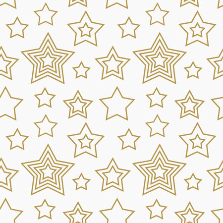 Gold stars seamless Christmas pattern. Vector illustration.のイラスト素材
