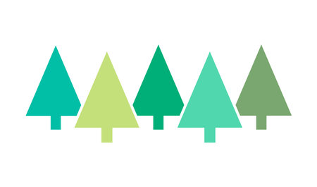 Christmas trees flat design elements. Vector illustration.のイラスト素材