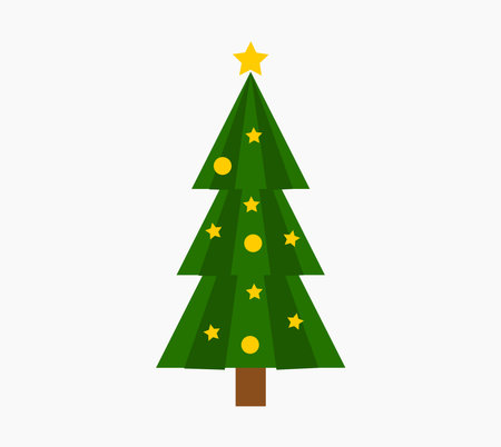 Christmas tree decorated symbol. Vector illustration.のイラスト素材
