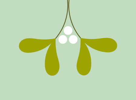Mistletoe leaves Christmas symbol hanging. Christmas card background. Vector illustration.のイラスト素材