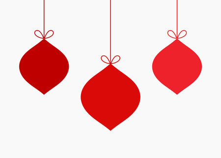 Christmas balls red ornaments on white background. Vector illustration.のイラスト素材