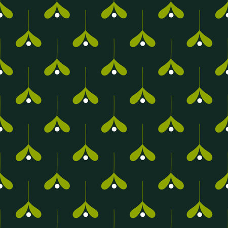 Mistletoe plant Christmas seamless pattern. Vector illustration.のイラスト素材