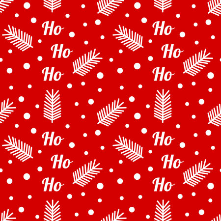 Christmas Ho, Ho, Ho red seamless pattern. Vector illustration.のイラスト素材