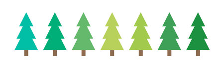 Christmas trees green colors icons collection. Vector illustration.のイラスト素材