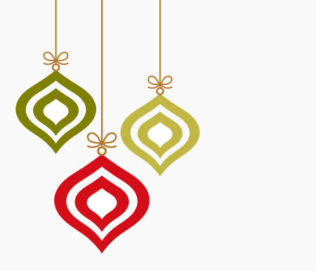 Christmas hanging balls ornaments. Christmas baubles decoration background. Vector illustration.のイラスト素材