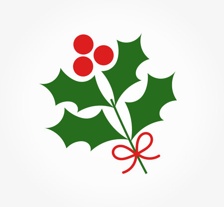 Christmas holly berries branch symbol. Vector illustration.のイラスト素材