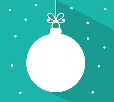Christmas bauble with long shadow on blue background. Vector illustration.のイラスト素材
