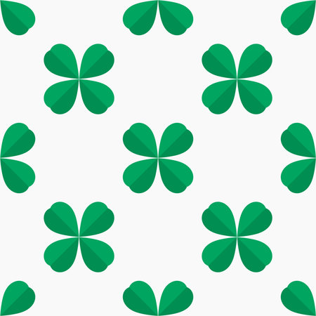 Shamrock clover leaves seamless pattern. Saint Patrick Day vector illustration.のイラスト素材