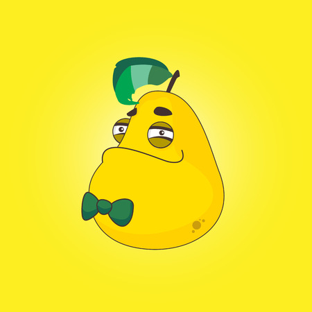 Character Pear with bow tie on his chin smilingのイラスト素材