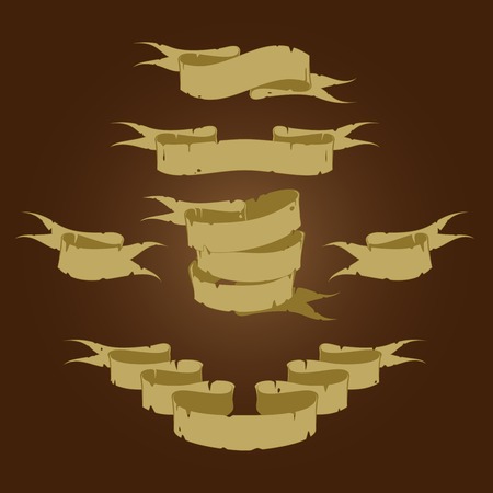 A collection of six vintage ribbons made of papyrusのイラスト素材