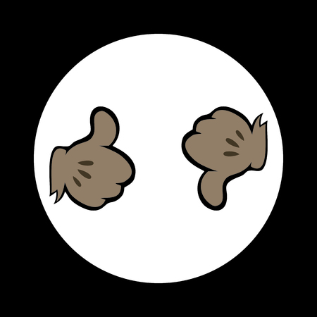 Like and do not like in the comic style. Brown hands on a white backgroundのイラスト素材