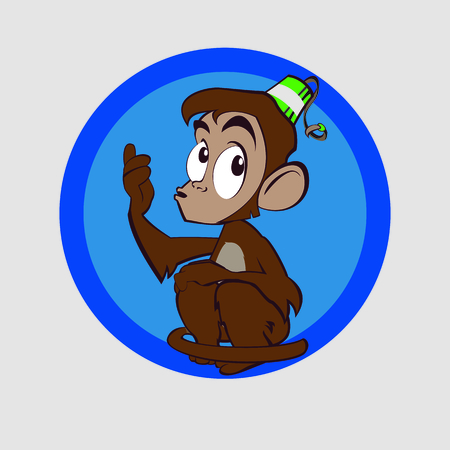 Very clever monkey came up with the idea and she smiledのイラスト素材