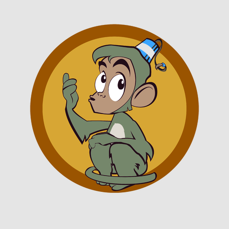 Very clever monkey came up with the idea and she smiledのイラスト素材