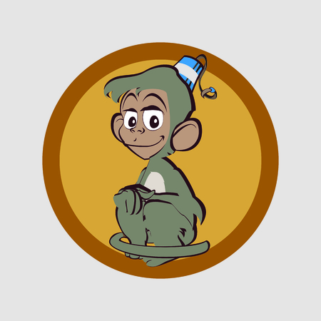 Monkey sits and waits for a friend for lifeのイラスト素材