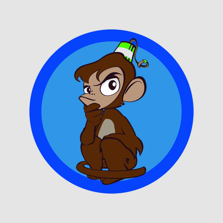 Monkey much thought and put her hand to her chinのイラスト素材