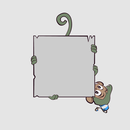 Monkey clings to scroll legs and trying not to fallのイラスト素材