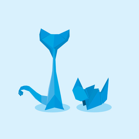 Cat and kitten in a flat styleのイラスト素材