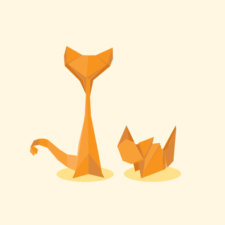 Cat and kitten in a flat styleのイラスト素材
