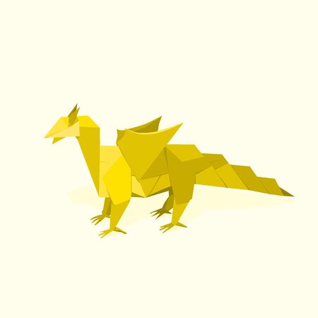 Dragon made of paper in a flat styleのイラスト素材