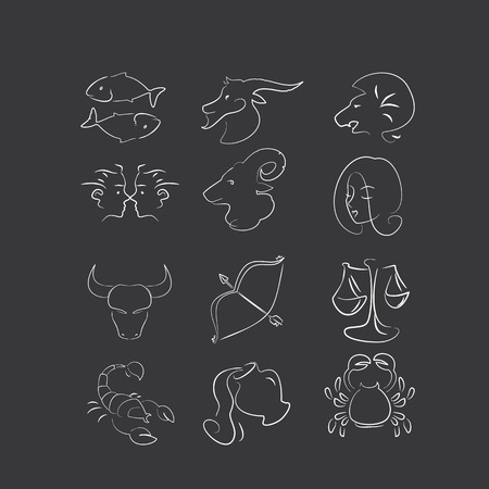 Set of twelve zodiac signs minimalism styleのイラスト素材
