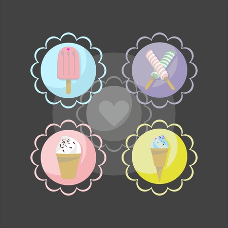 vector illustration of collection of ice creamのイラスト素材