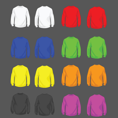 Collection of color sweatshirt for men front and backのイラスト素材